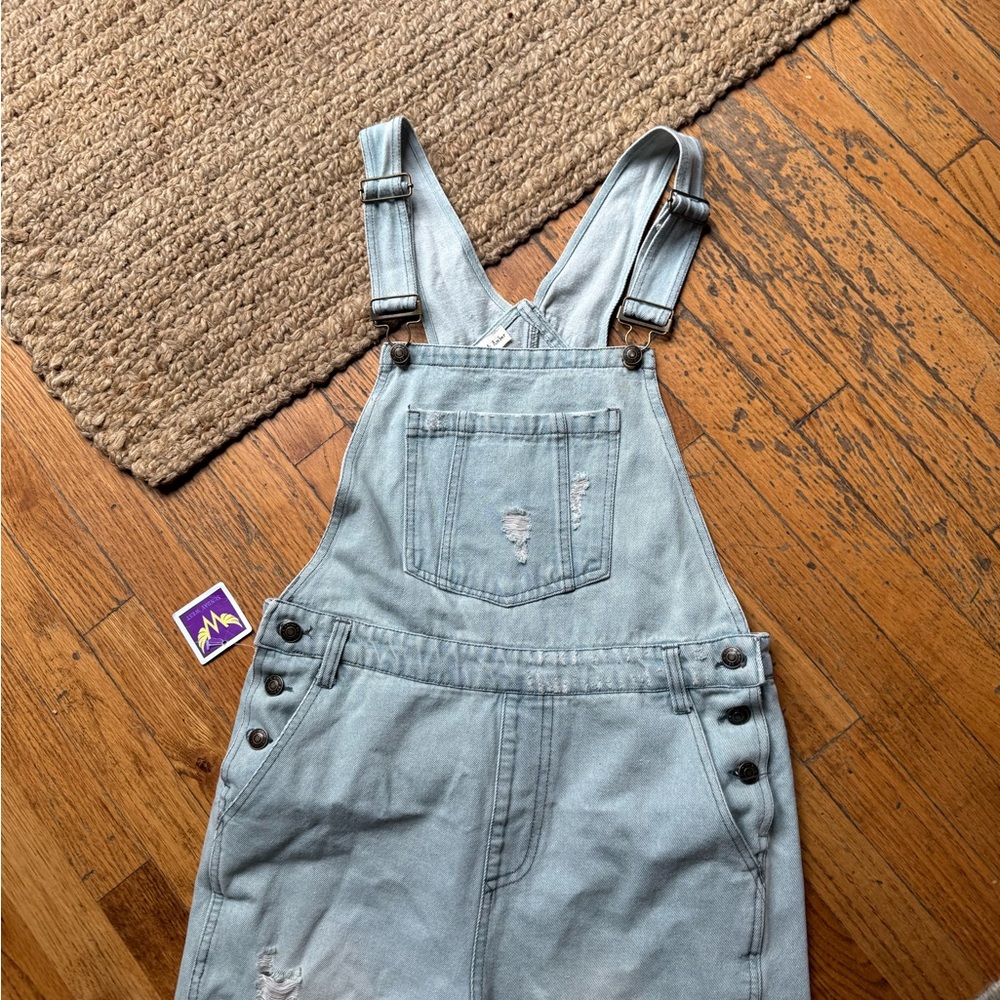 NWT Aaron and Amber Light Blue Denim Overalls Wide Leg size: Large - Picture 3 of 6